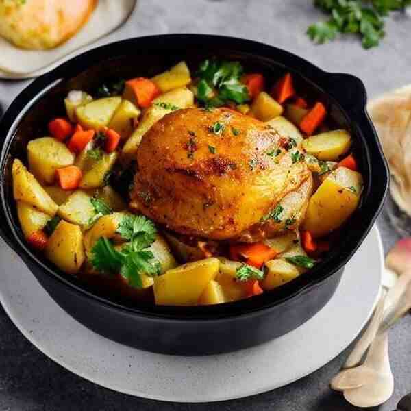 Картофель с курицей и овощами в мультиварке